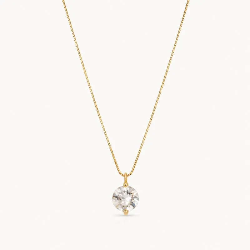 Colar Ponto de Luz com Detalhe Banhado a Ouro 18k com Zircônia - 8mm | 45cm + 5cm (alongador)